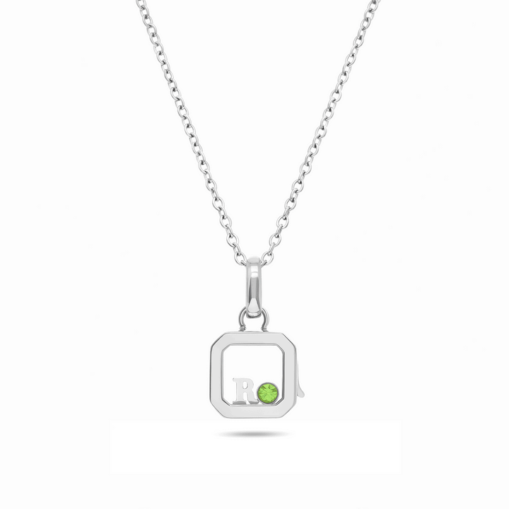 Floating Charm Cushion Locket Necklace (Silver)