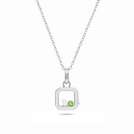 Floating Charm Cushion Locket Necklace (Silver)