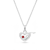 Floating Charm Heart Locket Necklace (Silver)