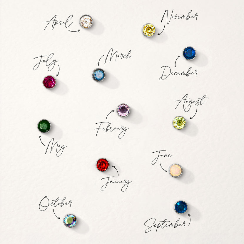 Floating Birthstone Heart Bracelet (Silver)