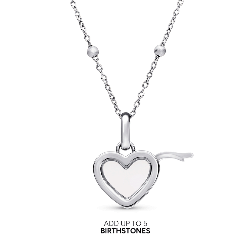 Floating Birthstone Locket Necklace (Silver)