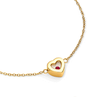 Floating Birthstone Heart Bracelet (Gold)