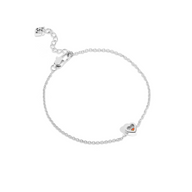 Floating Birthstone Multi Heart Bracelet (Silver)