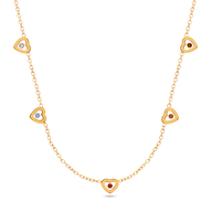 Floating Birthstone Multi Heart Necklace (Gold)