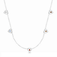Floating Birthstone Multi Heart Necklace (Silver)
