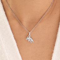 Floating Crystal Bear Necklace (Silver)