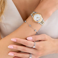 Floating Birthstone Multi Heart Bracelet (Silver)