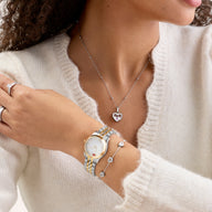 Floating Charm Heart Locket Necklace (Silver)