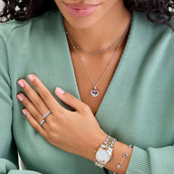 Floating Charm Heart Locket Necklace (Silver)