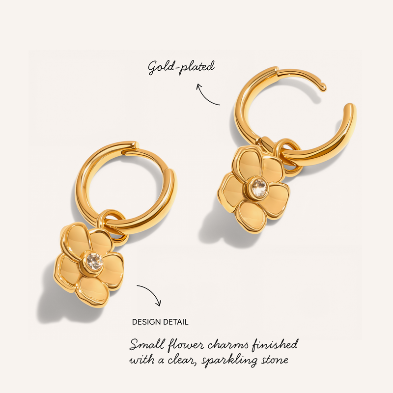 Flower Huggie Earrings (Gold)