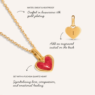 Fuchsia Quartz Heart Bracelet & Necklace Set (Gold)