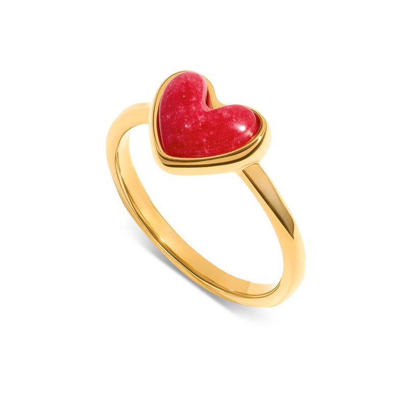 Fuchsia Quartz Heart Ring (Gold)