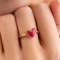 Fuchsia Quartz Heart Ring (Gold)