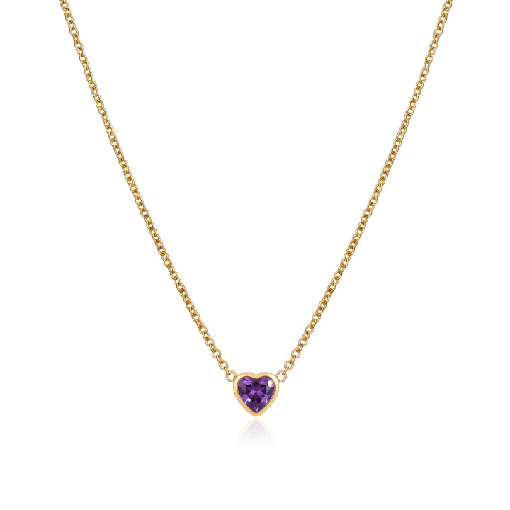 Mini Heart Birthstone Necklace (Gold)