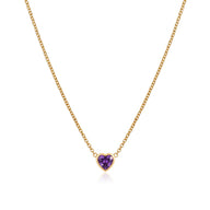 Mini Heart Birthstone Necklace (Gold)