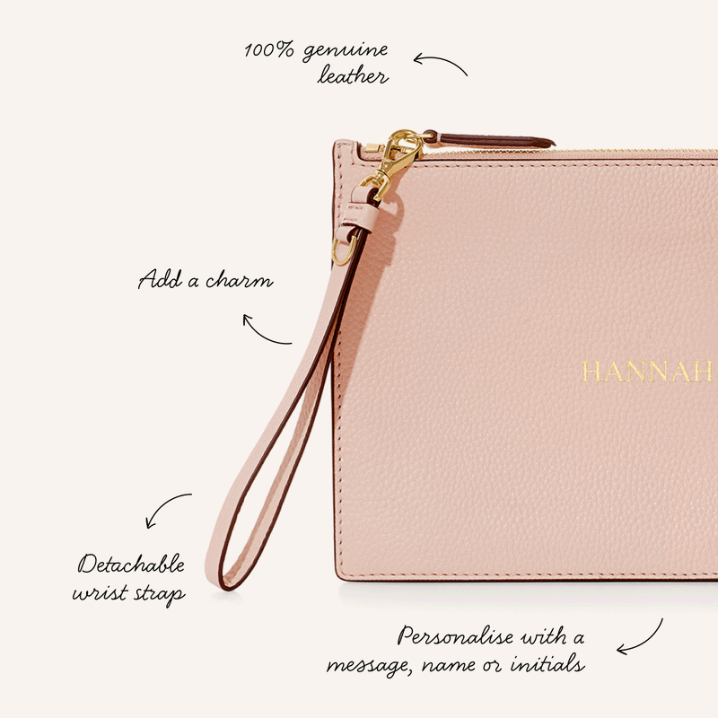 Leather Clutch Pouch (Blush)