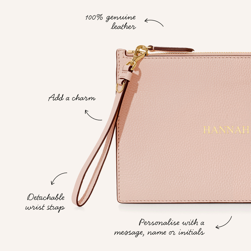 Leather Clutch Pouch (Blush)