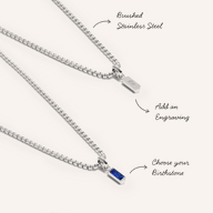 Men's Intersection Birthstone Necklace (Silver)