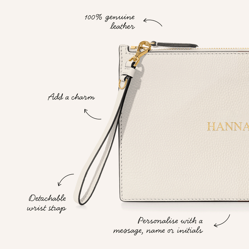 Leather Clutch Pouch (Ivory)