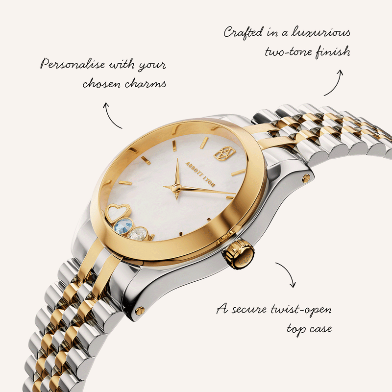 Two Tone Floating Charm Watch