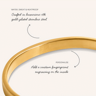 Custom Fingerprint Memento Cuff Bangle (Gold)