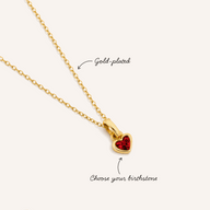 Mini Birthstone Heart Pendant Necklace (Gold)