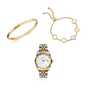 Pearl Belgravia & Bracelet Set (Gold)