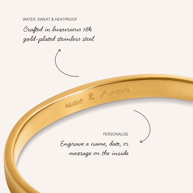 Custom Handwritten Memento Cuff Bangle (Gold)