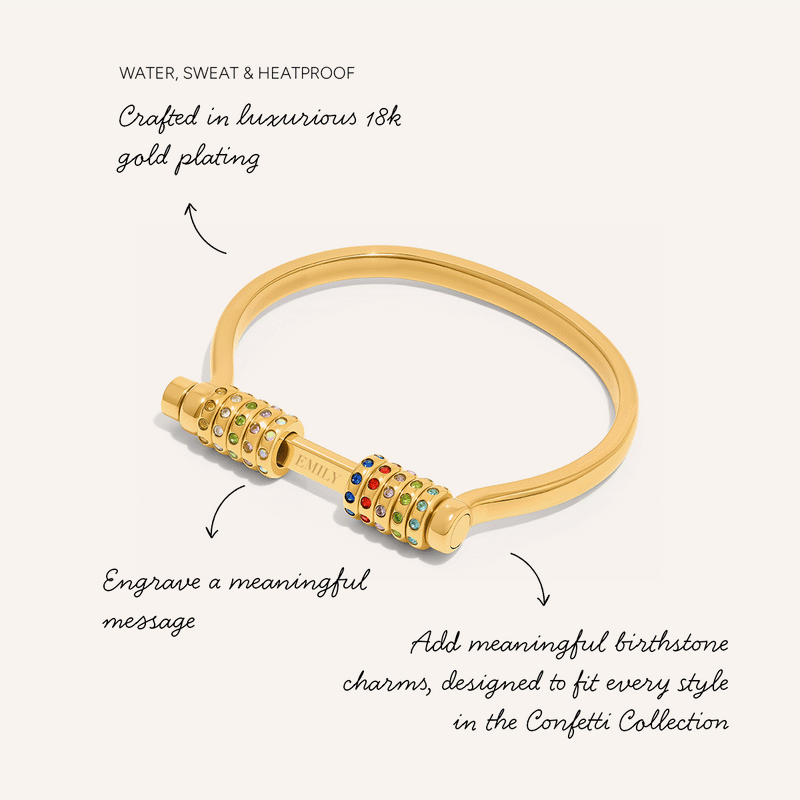 Personalised Confetti Charm Bangle (Gold)
