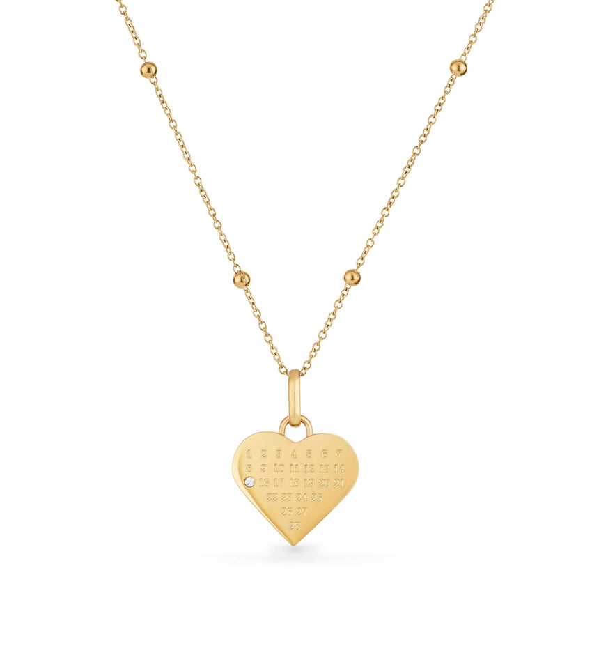 Custom Heart Calendar Necklace (Gold)