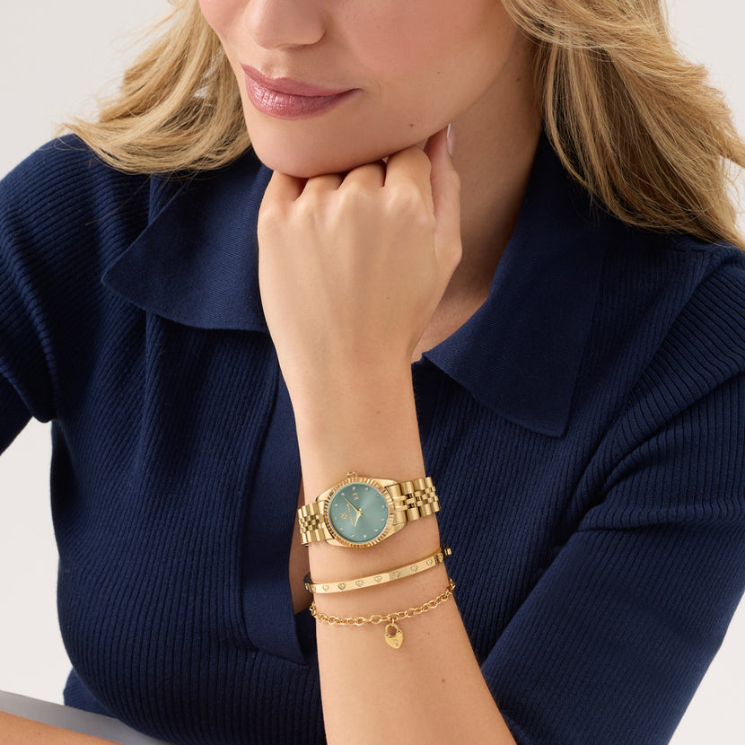 Sage Green Belgravia Watch & Styling Set (Gold)