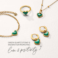 Green Quartz Huggie Earrings Set (Gold)