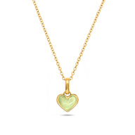 Mint Green Quartz Heart Necklace (Gold)