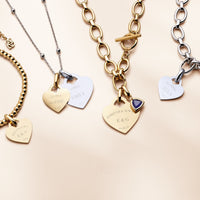 Double Heart Token Necklace (Silver)
