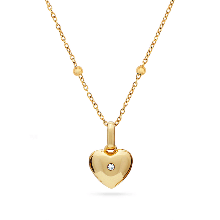 Heart Double Photo Locket Necklace (Gold)