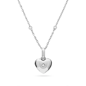 Heart Double Photo Locket Necklace (Silver)