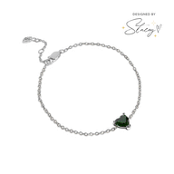 Birthstone Heart Legacy Bracelet 1ct (Silver)