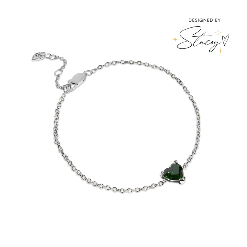 Birthstone Heart Legacy Bracelet 1ct (Silver)
