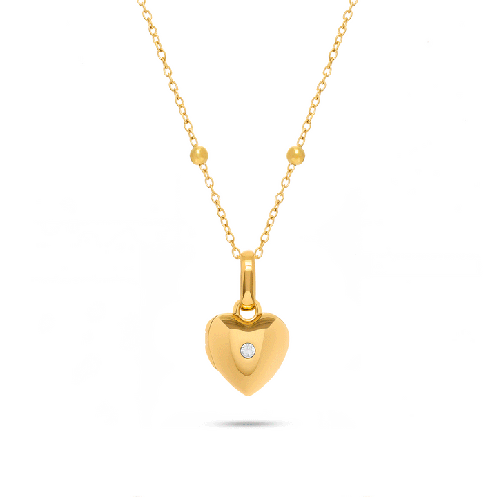 Heart Double Photo Locket Necklace (Gold)