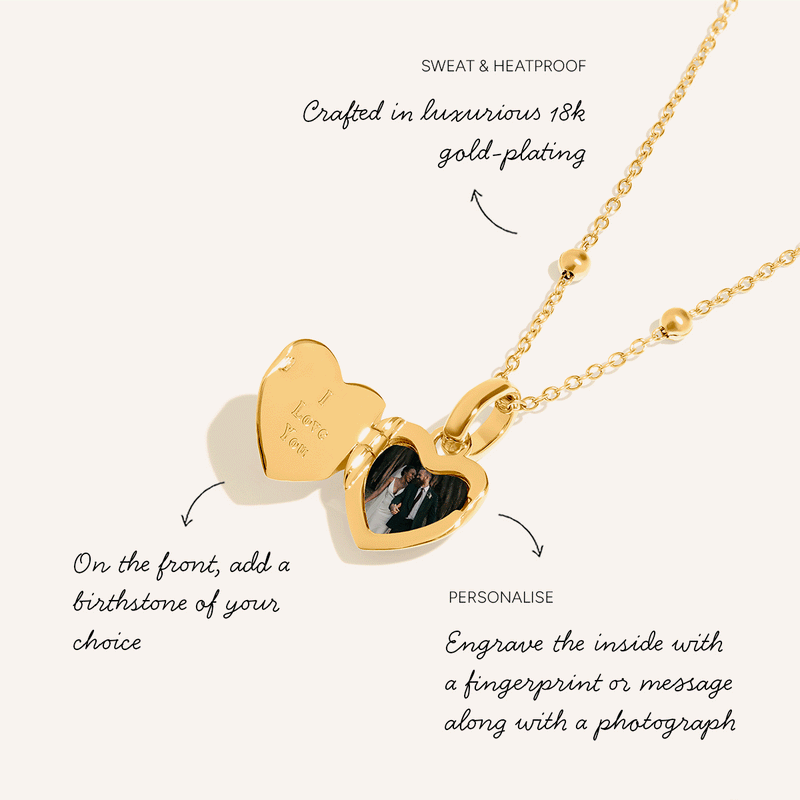 Heart Photo Locket Necklace (Gold)