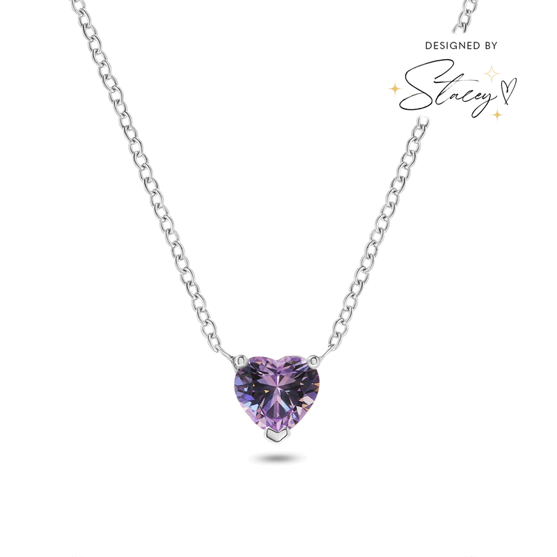 Heart Birthstone Legacy Necklace 1ct (Silver)