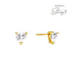 Heart Solitaire Stud Earrings 1ct (Gold)