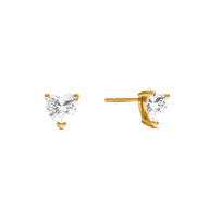 Heart Solitaire Stud Earrings 1ct (Gold)