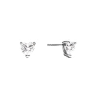 Heart Solitaire Stud Earrings 1ct (Silver)