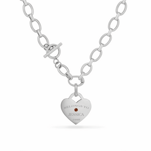 Heart Token Oval Necklace (Silver)