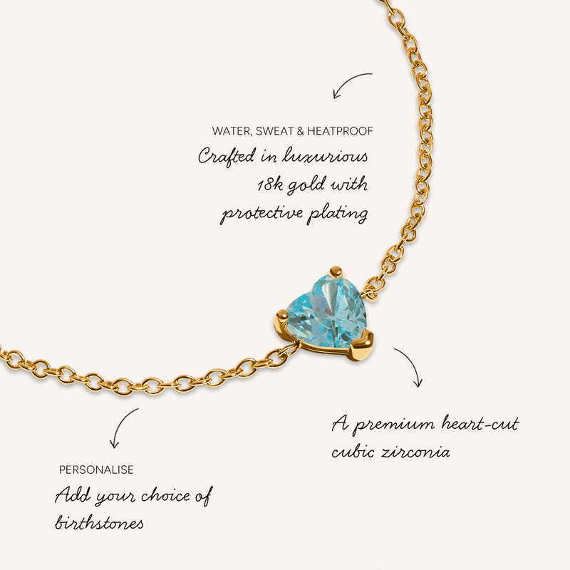 Birthstone Heart Legacy Bracelet 1ct (Gold)