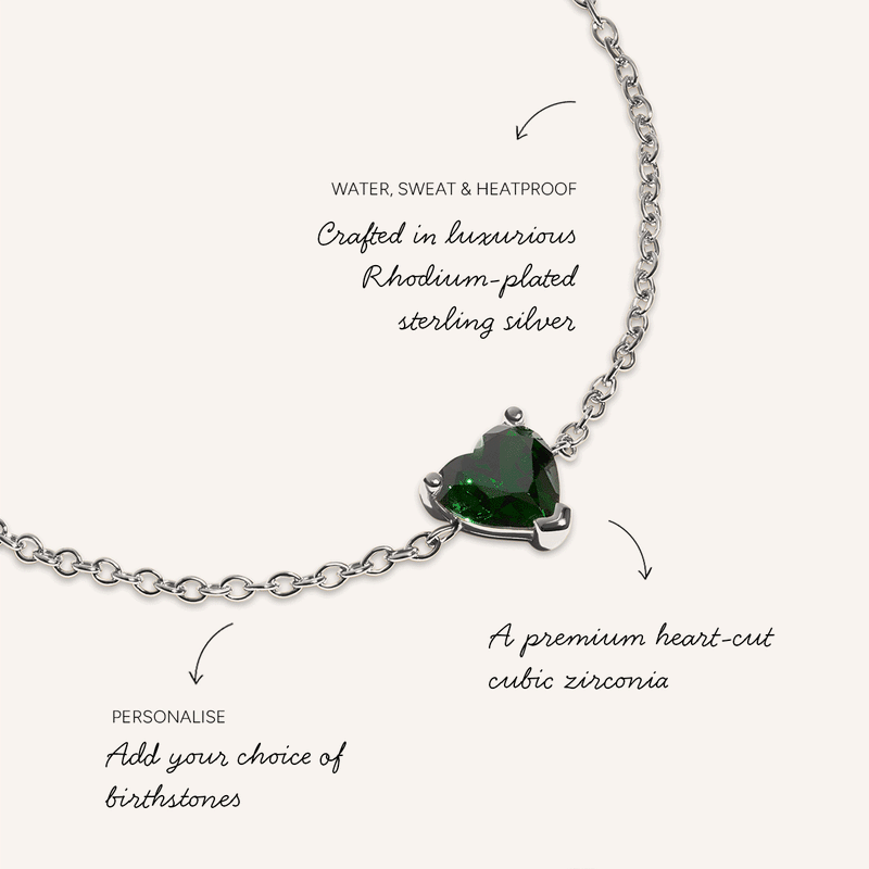 Birthstone Heart Legacy Bracelet 1ct (Silver)