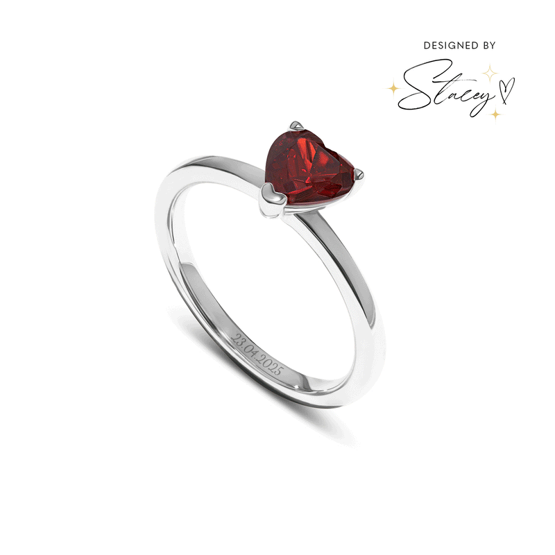 Birthstone Heart Legacy Ring 1ct (Silver)