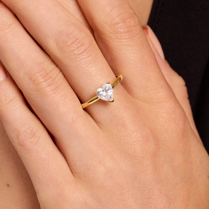 Heart Cut Solitaire Ring 1ct (Gold)