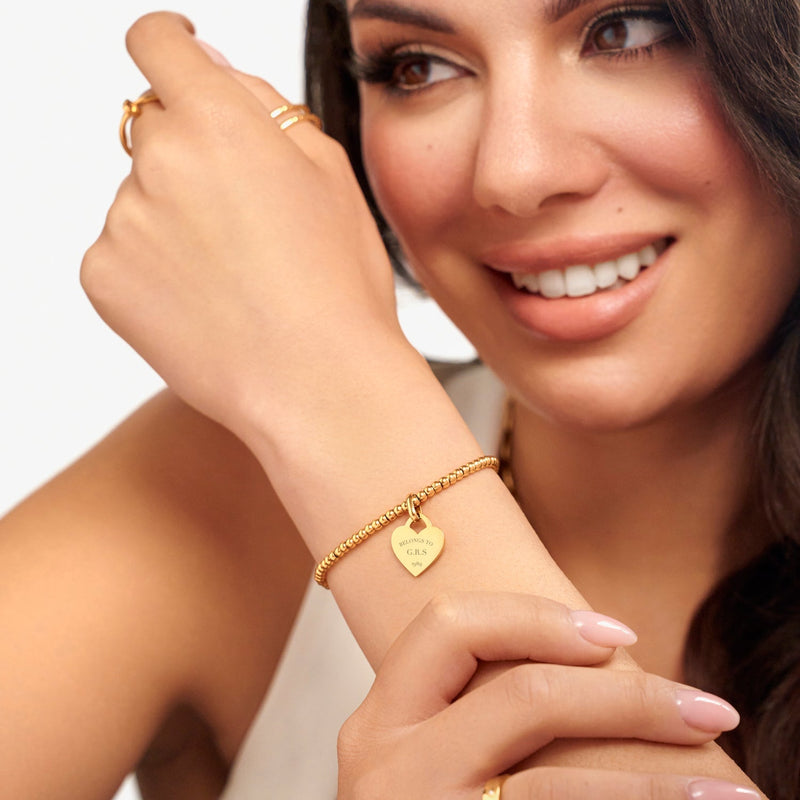 Heart Token Small Beaded Bracelet (Gold)